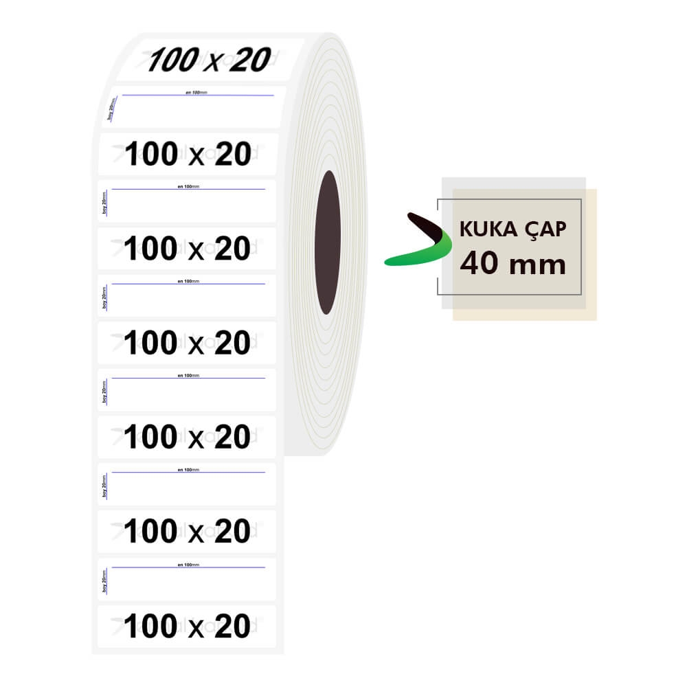 100mm x 20mm PP Şeffaf Etiket