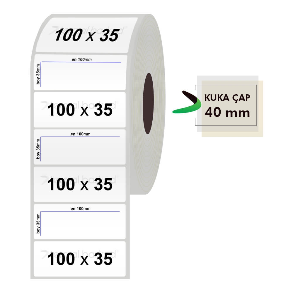 100mm x 35mm Silvermat Etiket