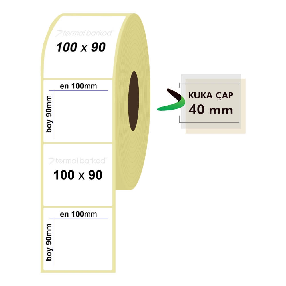 100mm x 90mm Kuşe Etiket