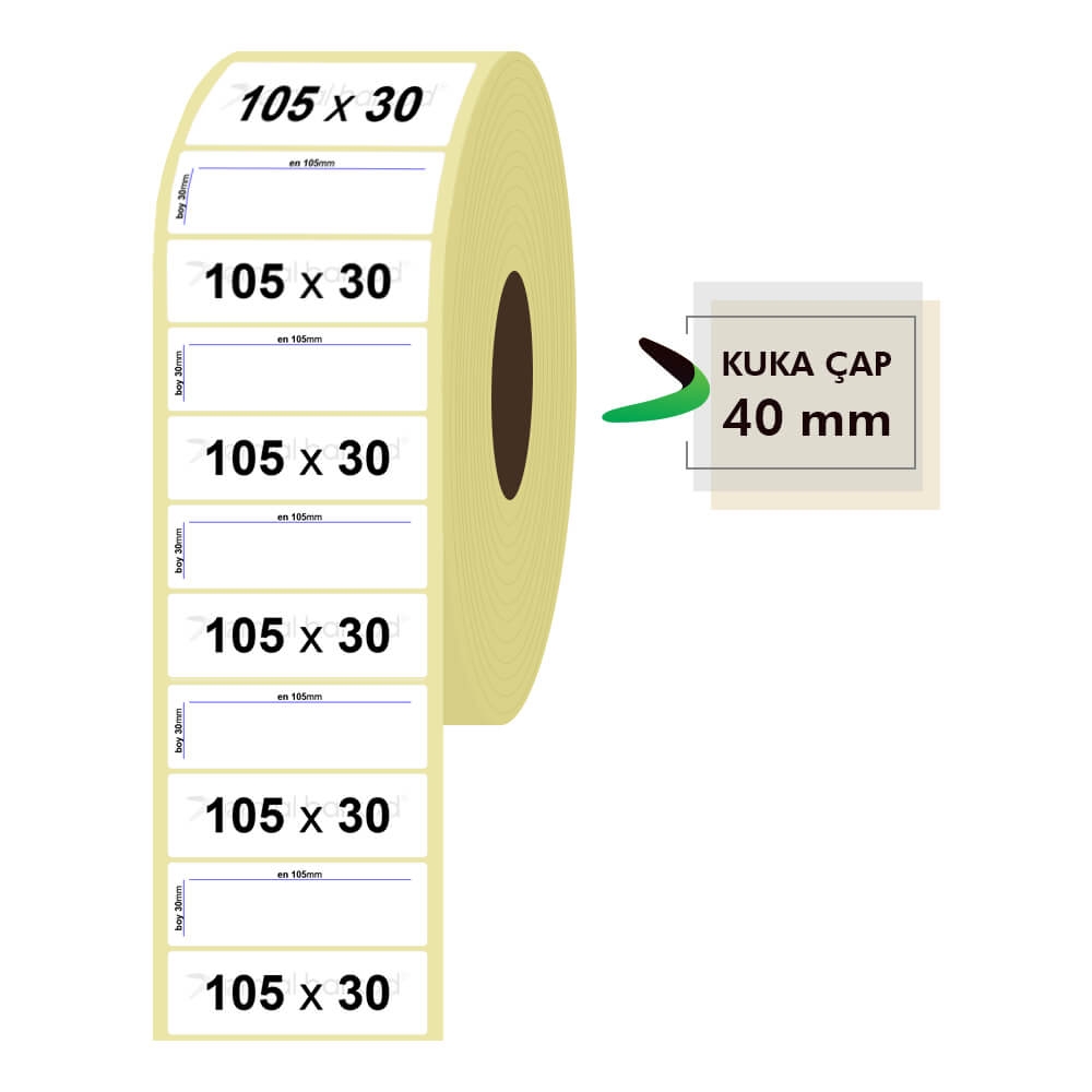 105mm x 30mm Kuşe Etiket
