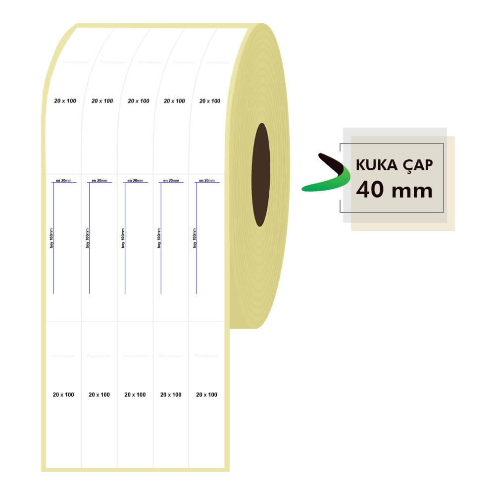 20mm x 100mm 5li Bitişik Termal Etiket