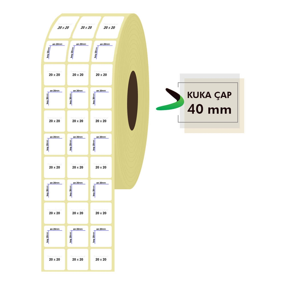 20mm x 20mm 3'lü Kuşe Etiket