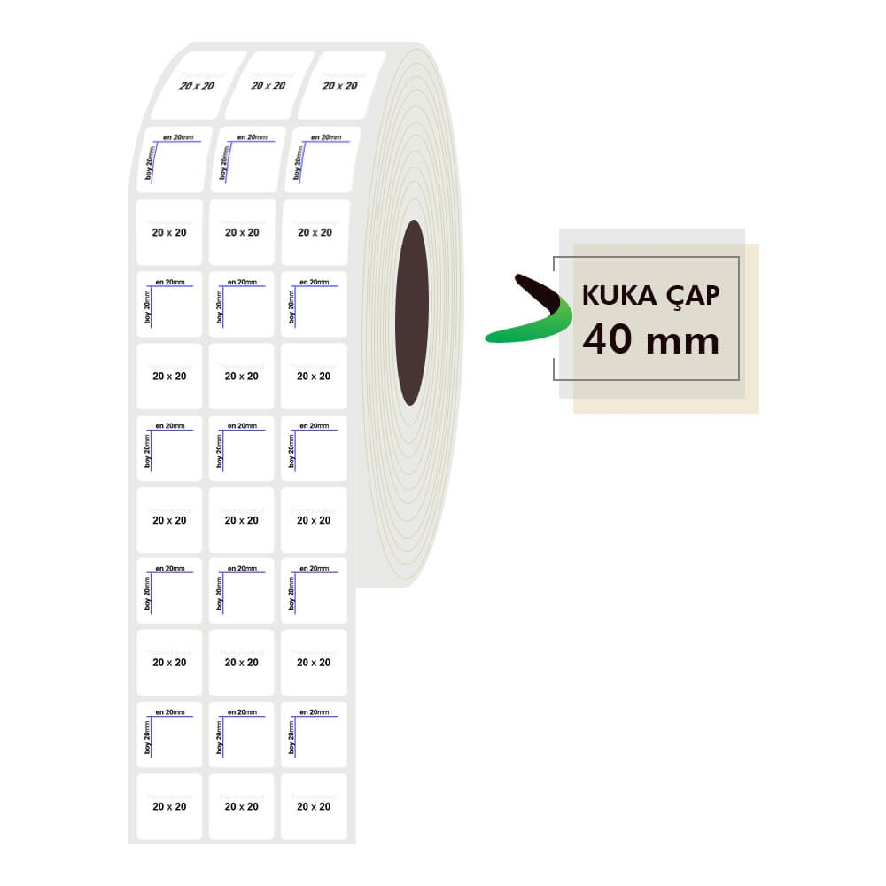 20mm x 20mm 3lü PP Opak Etiket