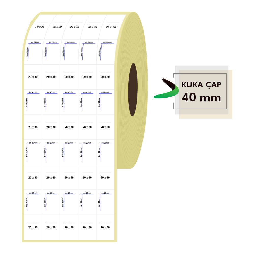 20mm x 30mm 5li Bitişik Termal Etiket