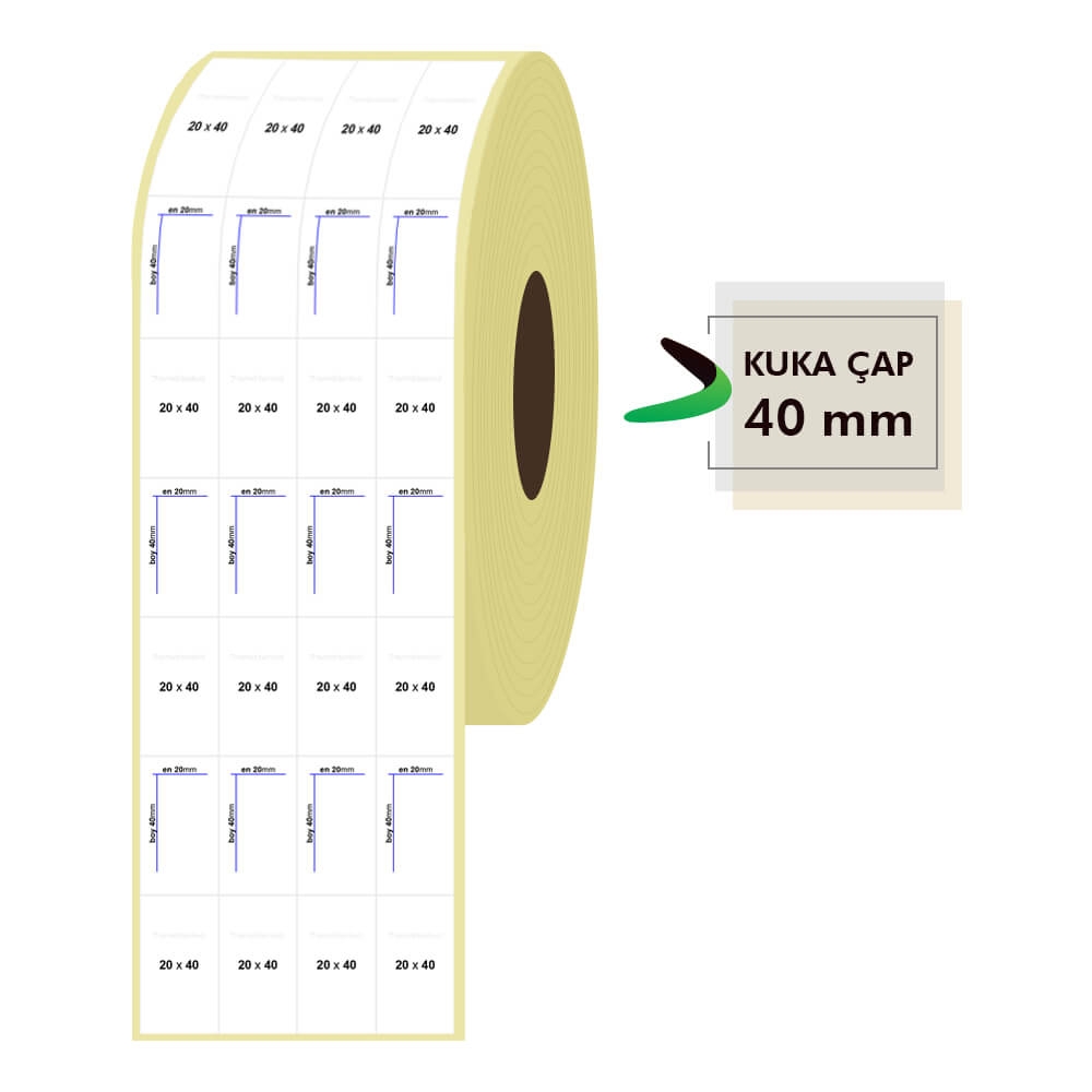 20mm x 40mm 4'lü Bitişik Kuşe Etiket
