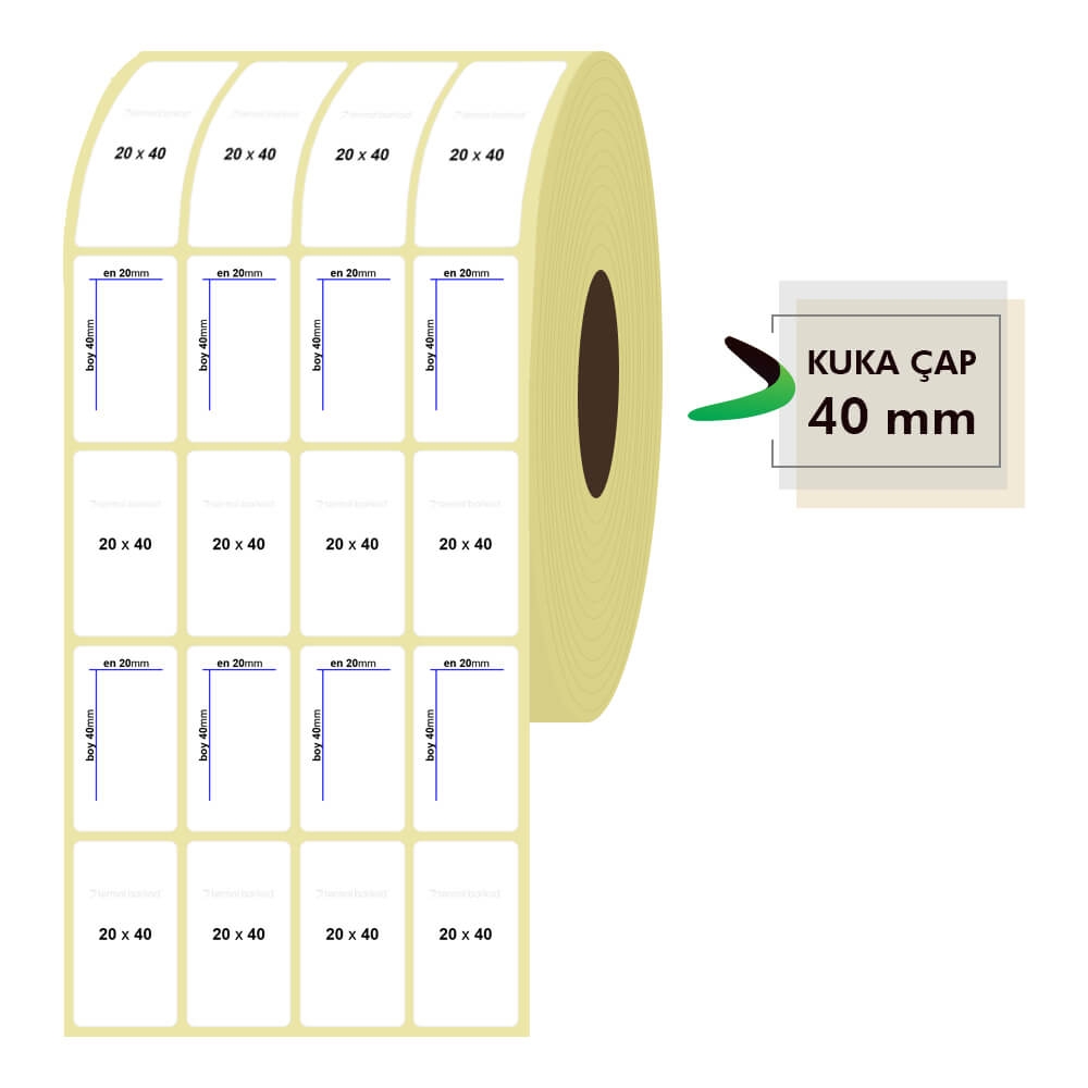 20mm x 40mm 4'lü Lamine Termal Etiket