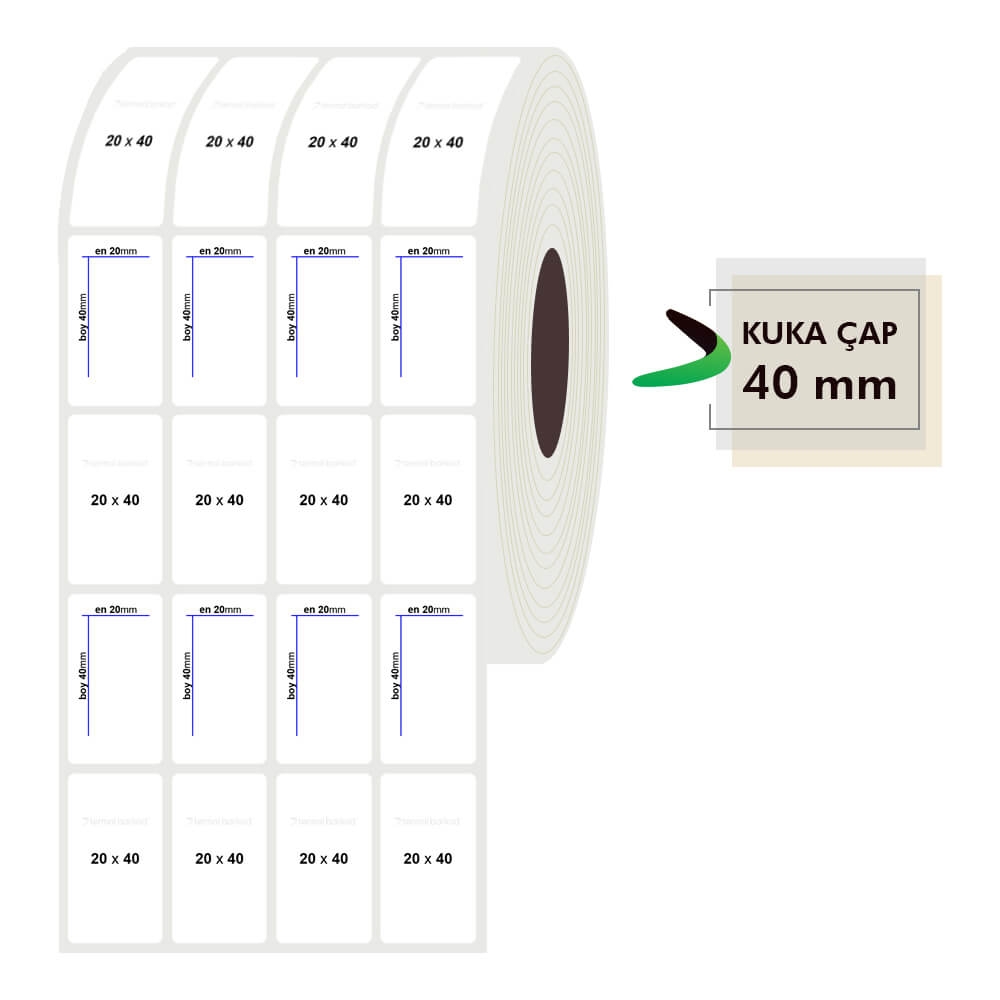 20mm x 40mm 4'lü Opak Etiket
