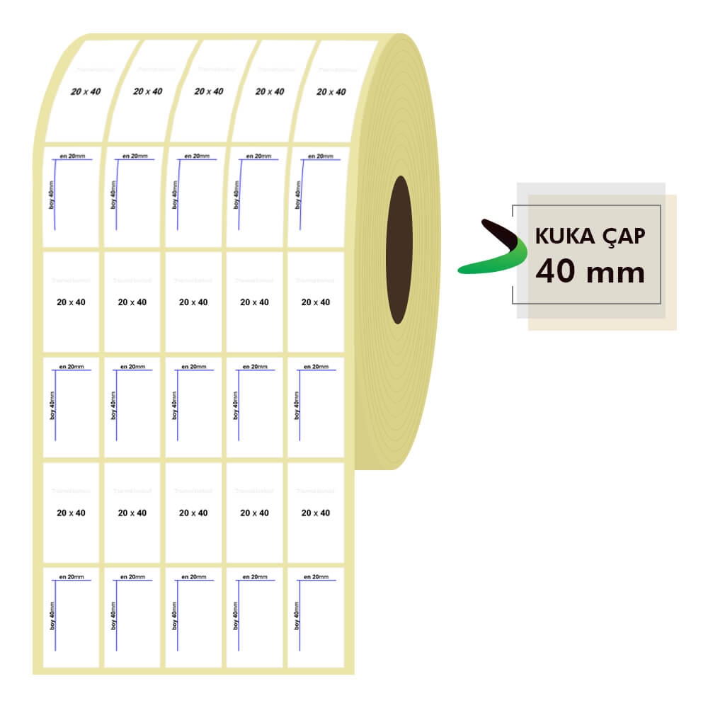 20mm x 40mm  5'li Vellum Etiket