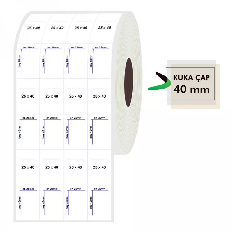 25mm x 40mm 4'lü Bitişik Opak Etiket