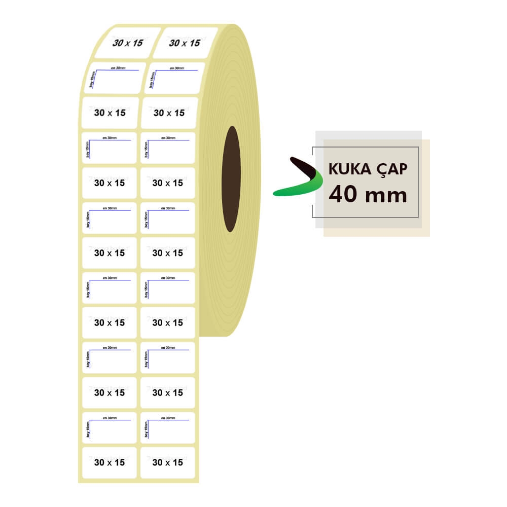 30mm x 15mm 2'li Kuşe Etiket