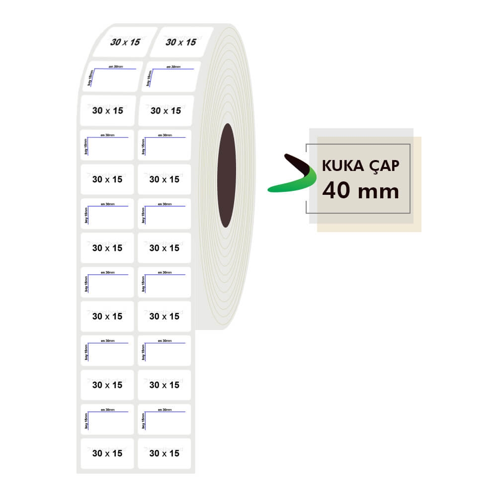 30mm x 15mm 2li PP Opak Etiket