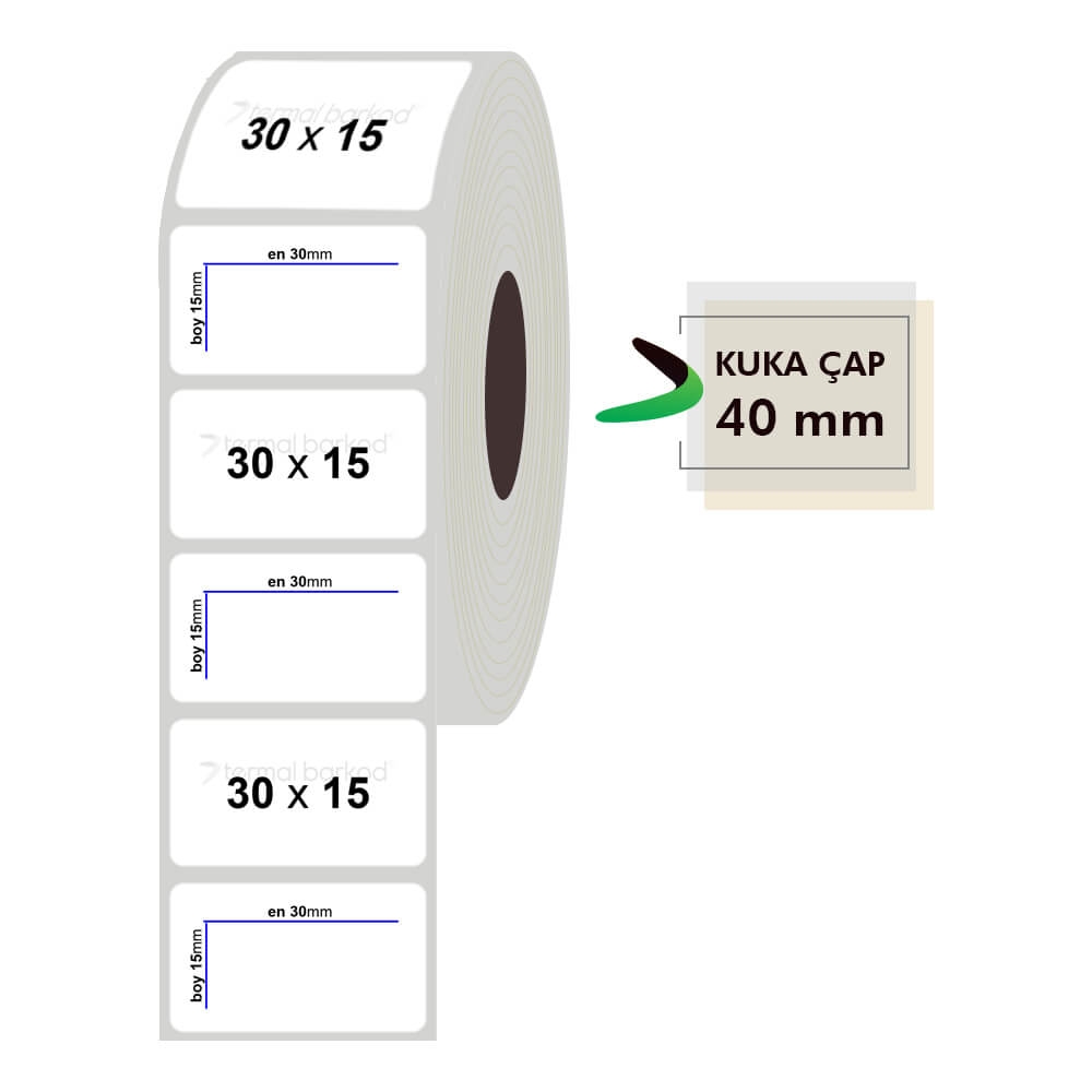 30mm x 15mm Silvermat Etiket