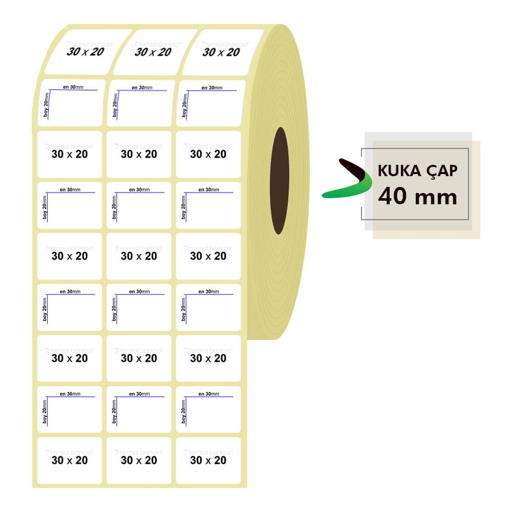 30mm x 20mm 3'lü Kuşe Etiket