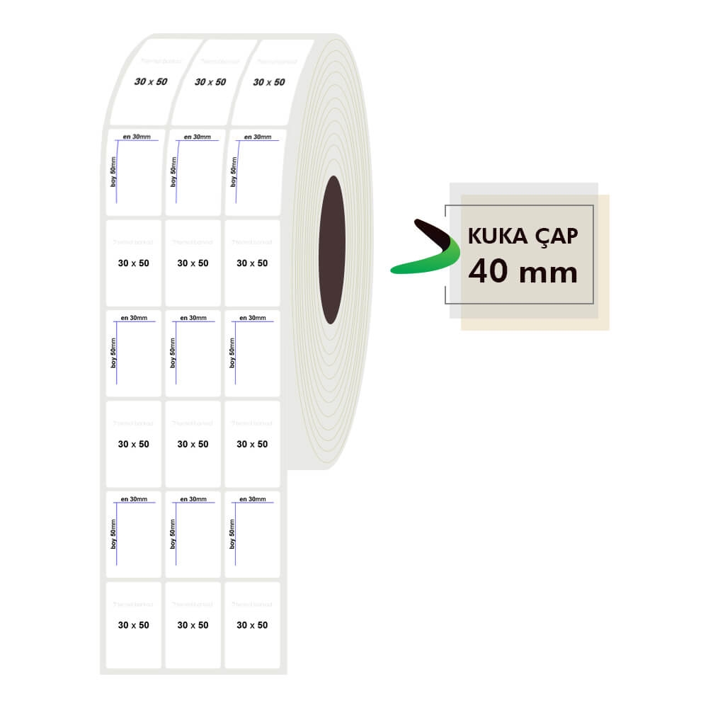 30mm x 50mm 3lü PP Opak Etiket