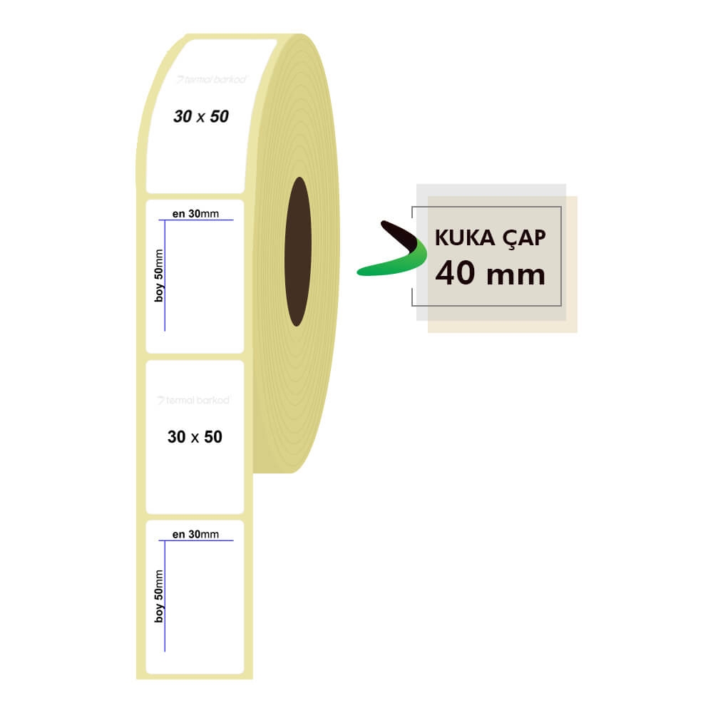 30mm x 50mm Lamine Termal Etiket