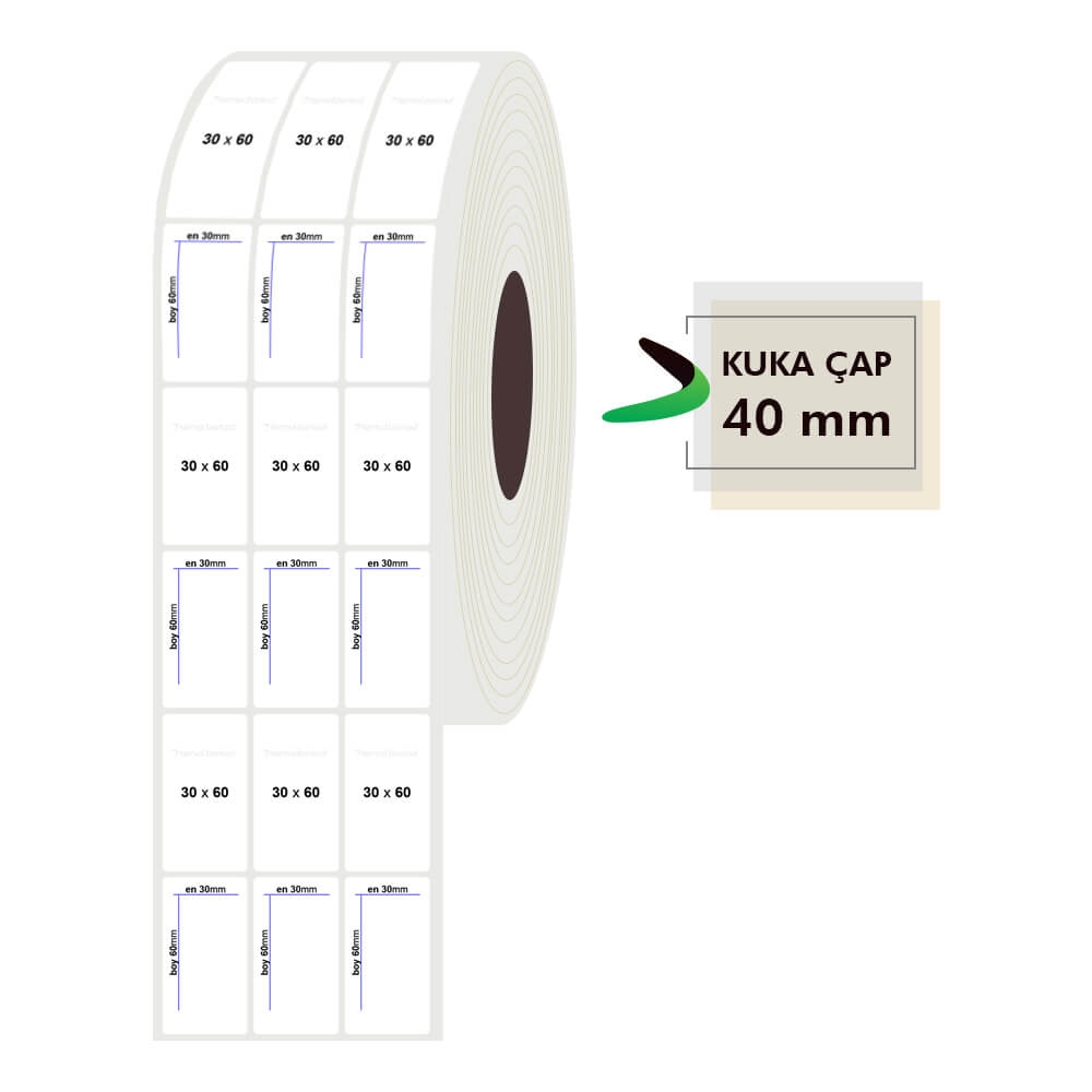 30mm x 60mm 3lü PP Opak Etiket