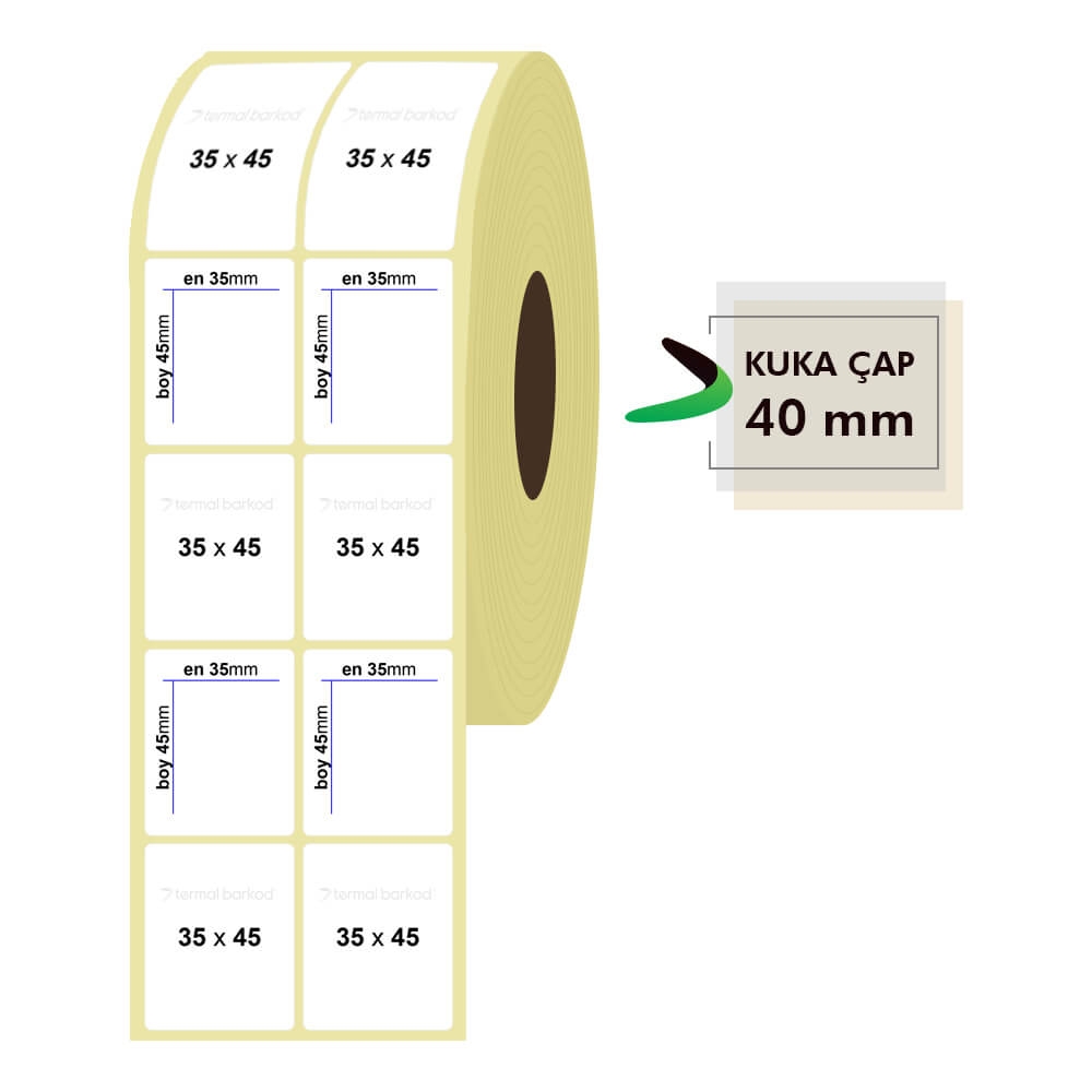 35mm x 45mm 2'li Kuşe Etiket