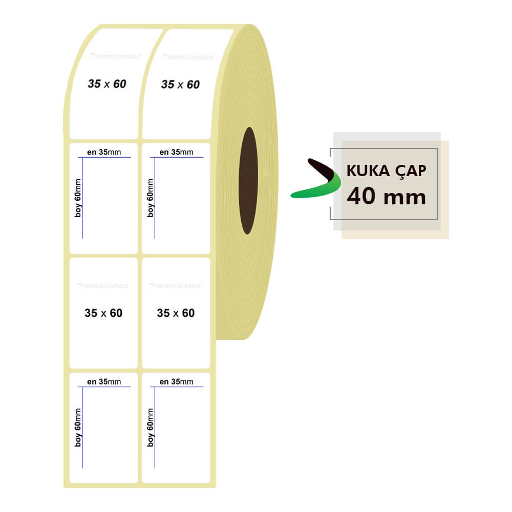 35mm x 60mm 2'li Kuşe Etiket