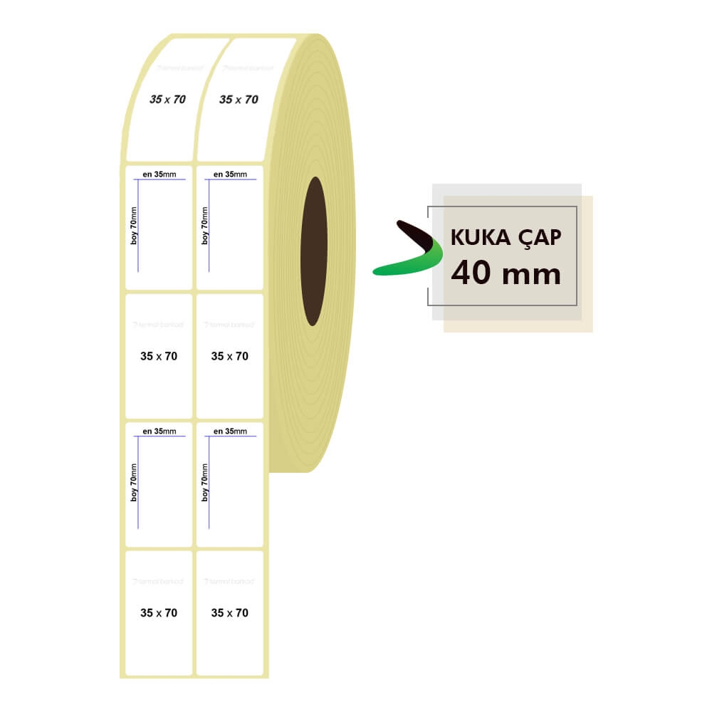 35mm x 70mm 2'li Kuşe Etiket