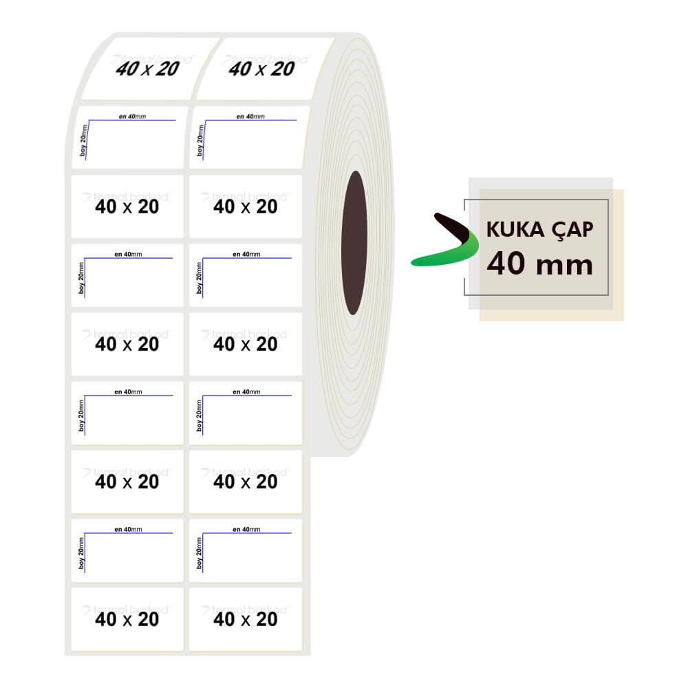 40mm x 20mm 2li PP Opak Etiket