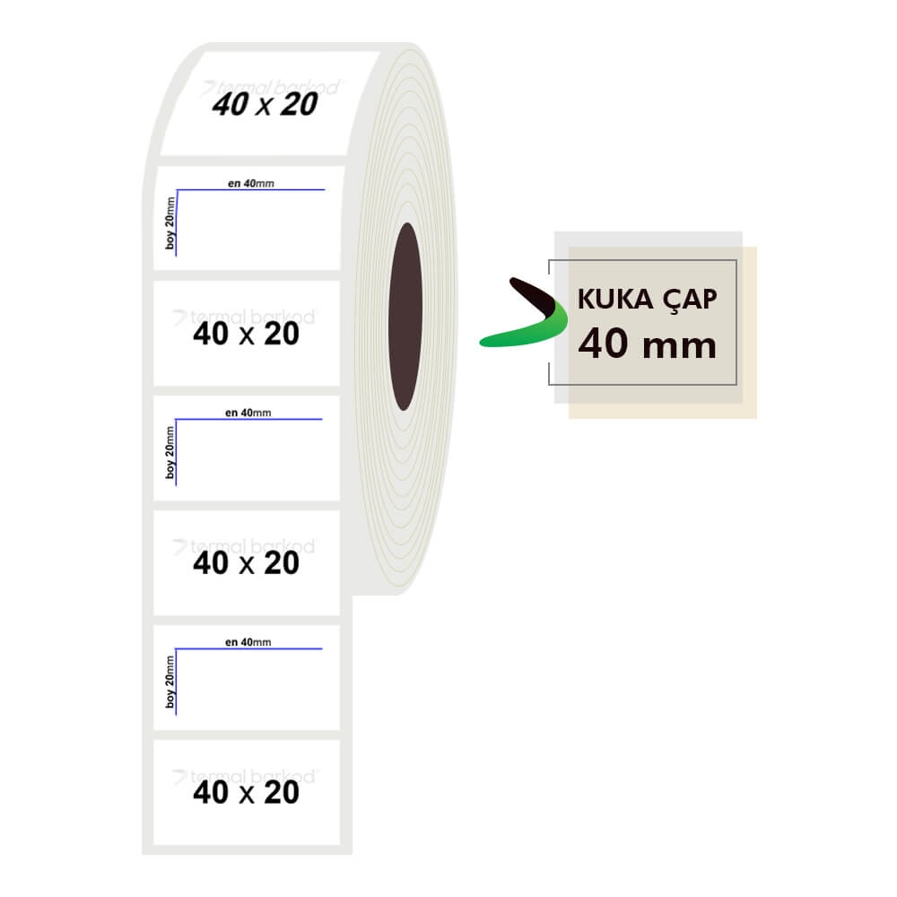 40mm x 20mm Opak Etiket