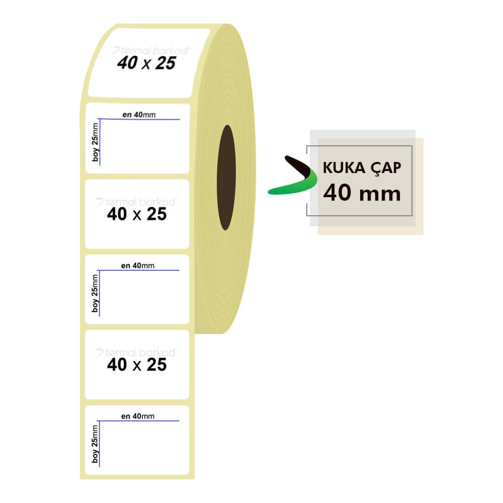 40mm x 25mm Kuşe Etiket