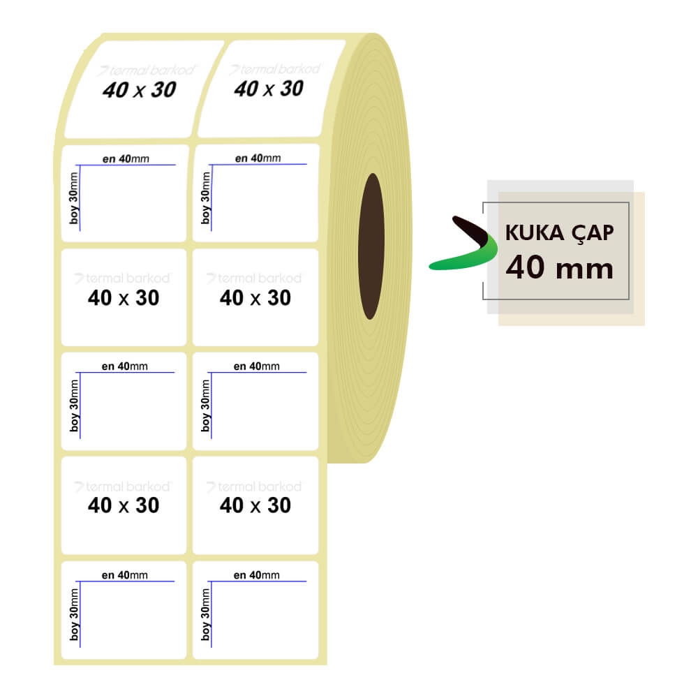 40mm x 30mm 2'li Kuşe Etiket