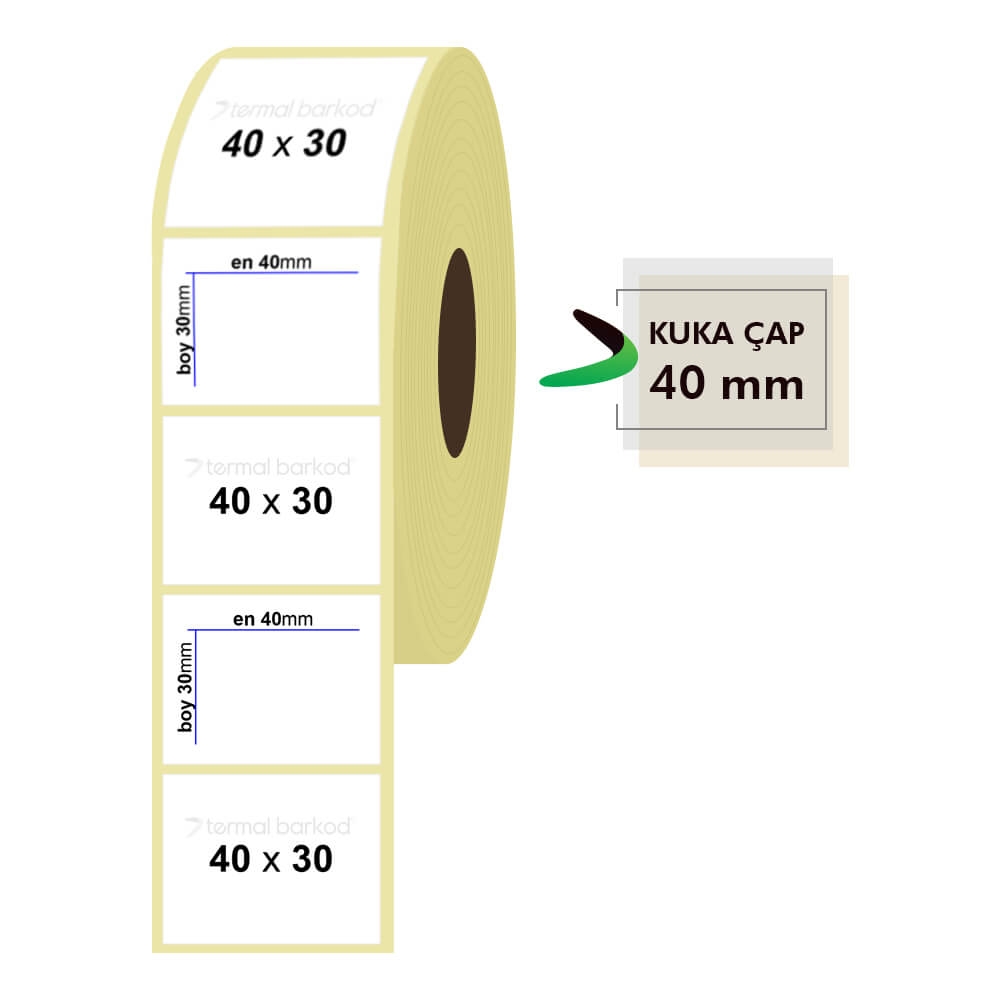 40mm x 30mm Kuşe Etiket