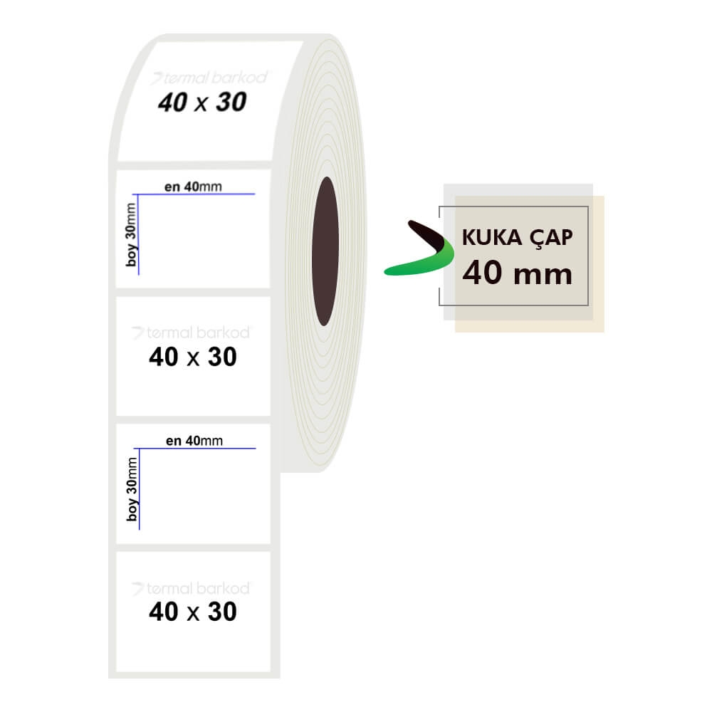 40mm x 30mm Opak Etiket