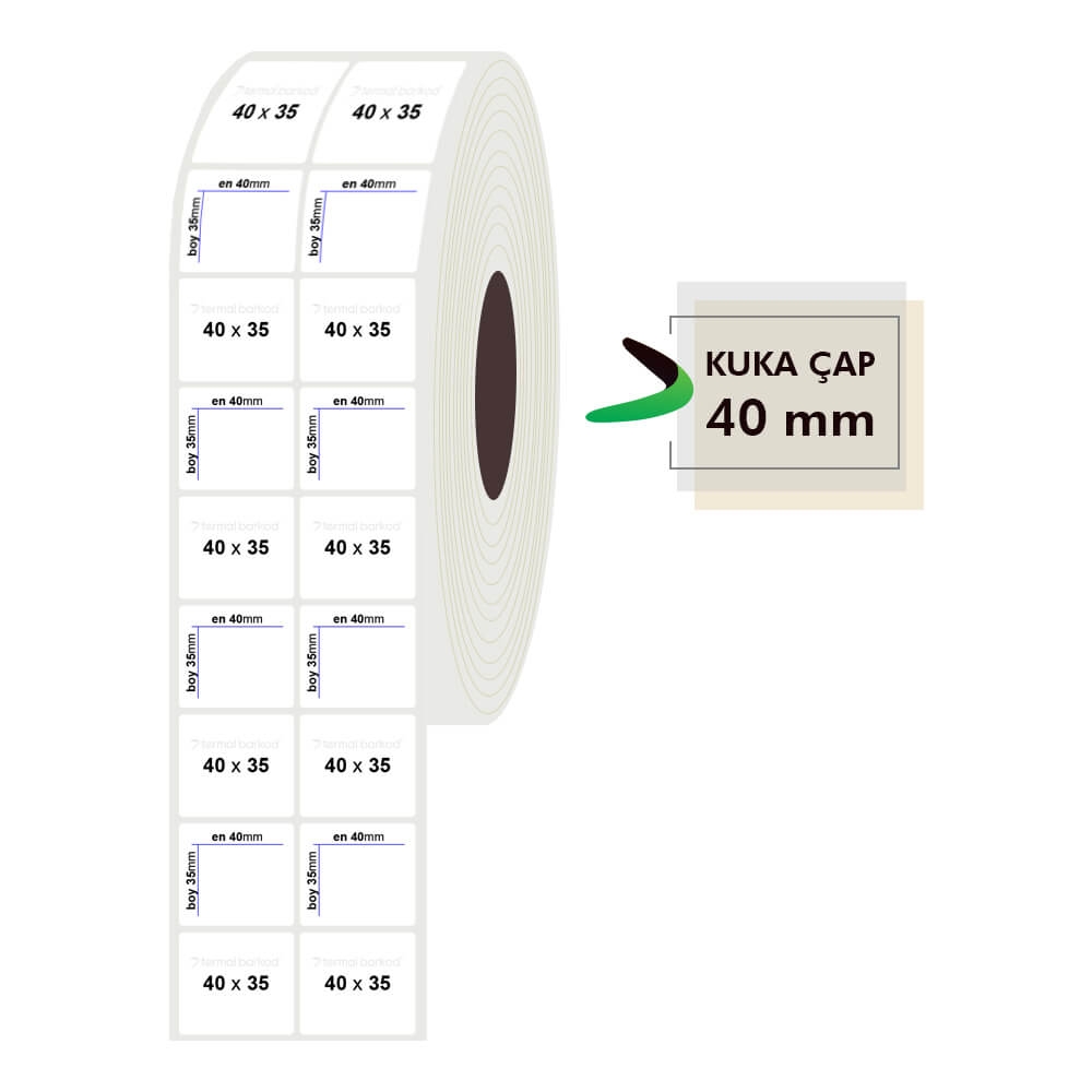 40mm x 35mm 2li Pp Opak Etiket