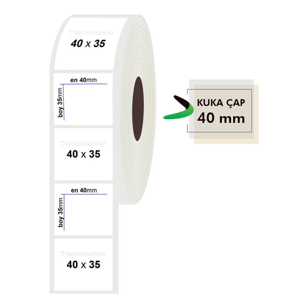 40mm x 35mm PP Opak Etiket