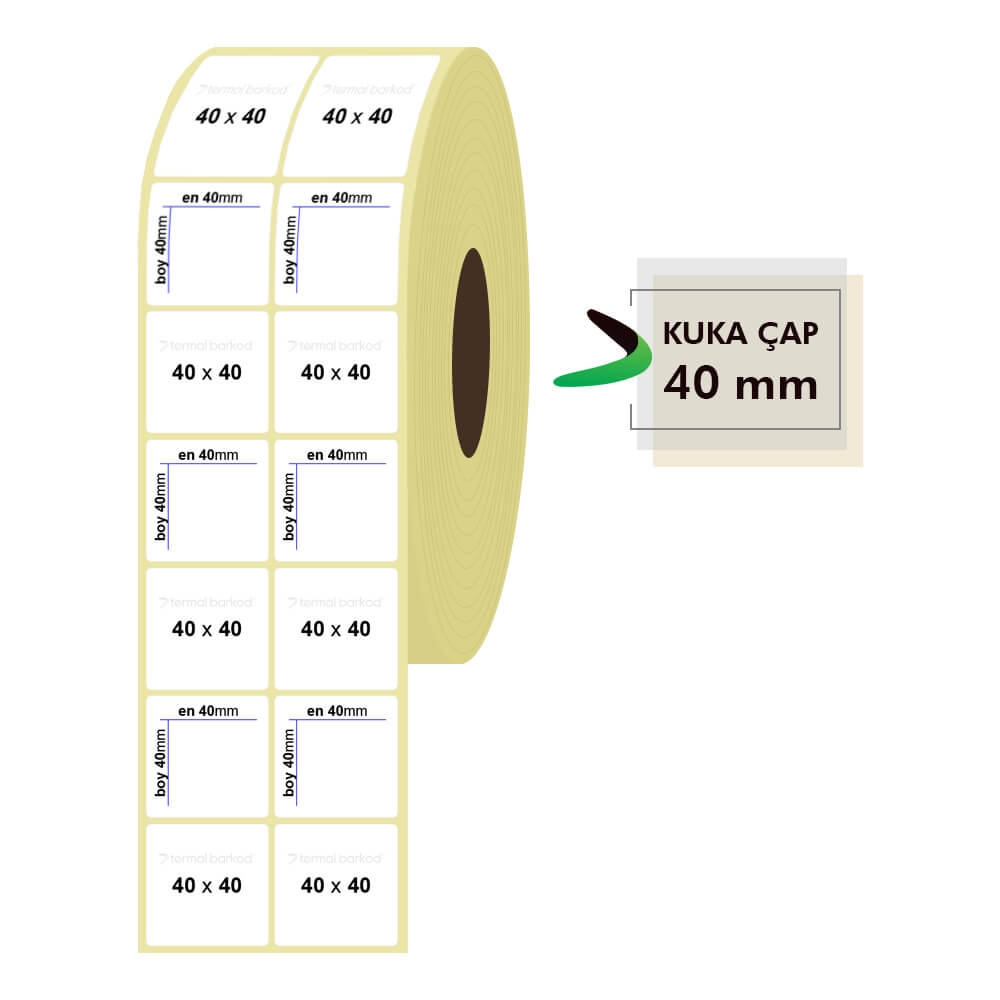 40mm x 40mm 2'li Kuşe Etiket