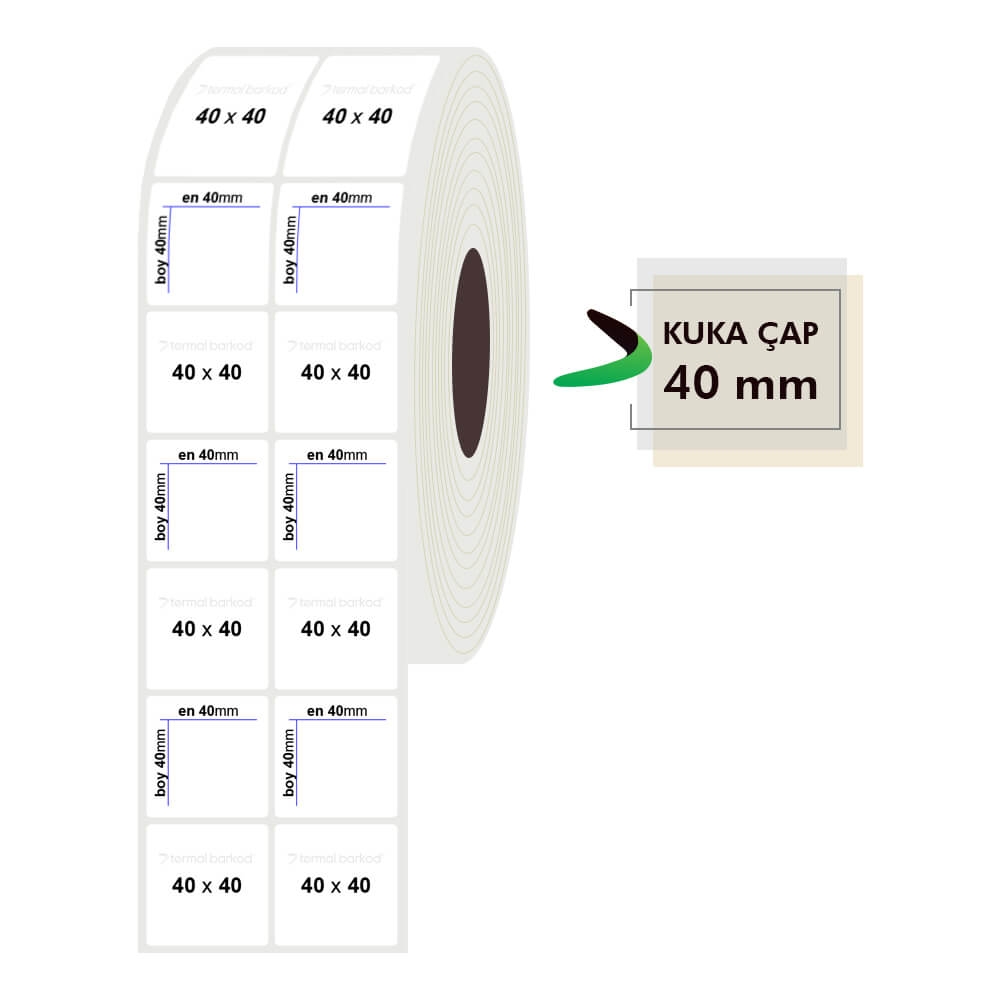 40mm x 40mm 2li Pp Opak Etiket