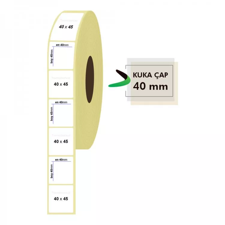 40mm x 45mm Lamine Termal Etiket