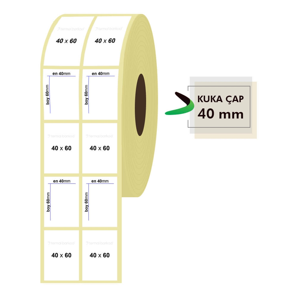 40mm x 60mm 2'li Kuşe Etiket