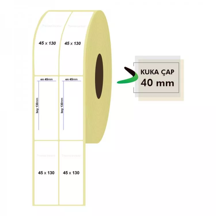 45mm x 130mm 2li Lamine Termal Etiket