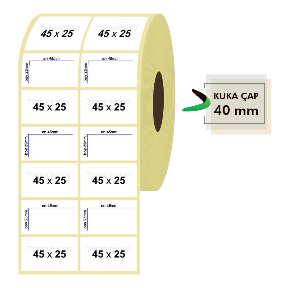 45mm x 25mm 2'li Vellum Etiket