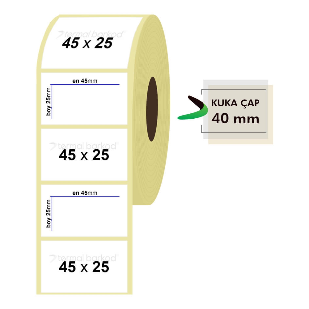 45mm x 25mm Kuşe Etiket