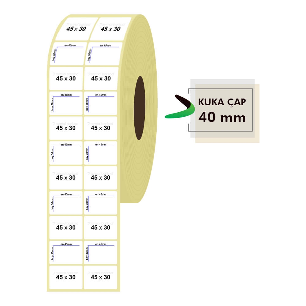 45mm x 30mm 2'li Kuşe Etiket