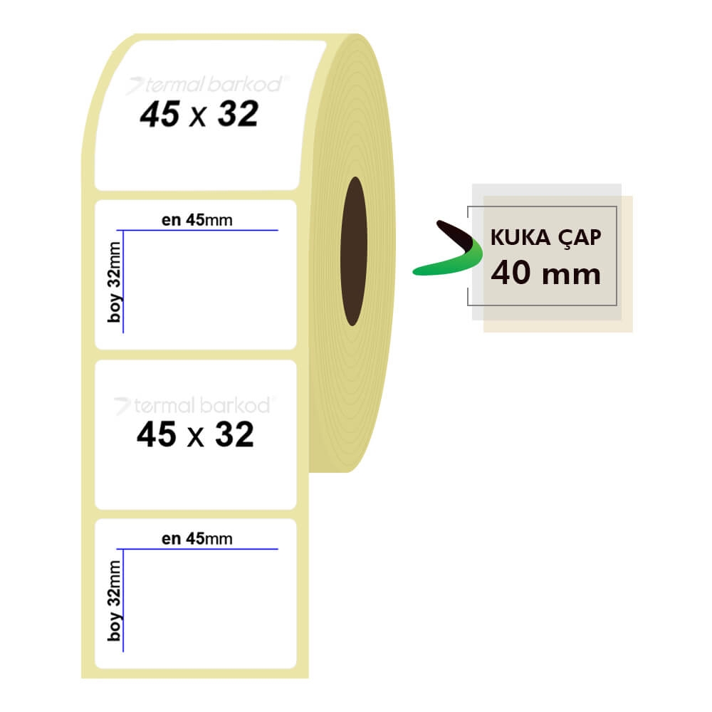 45mm x 32mm Lamine Termal Etiket