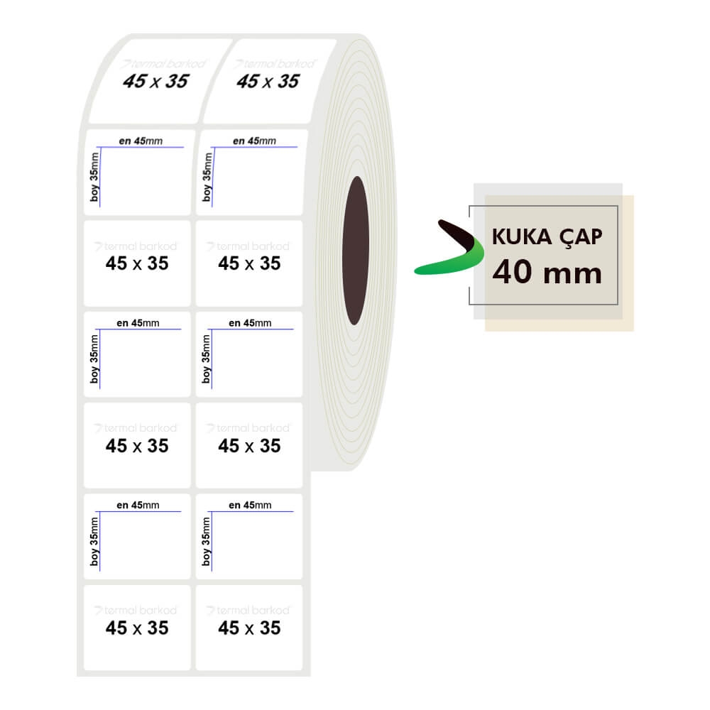45mm x 35mm 2li PP Opak Etiket