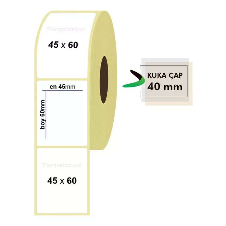 45mm x 60mm Kuşe Etiket