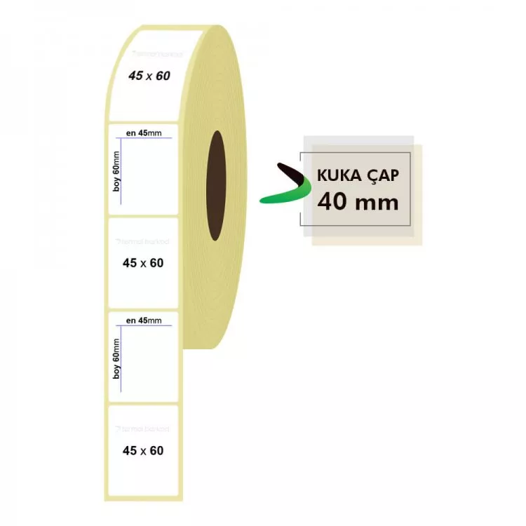 45mm x 60mm Lamine Termal Etiket