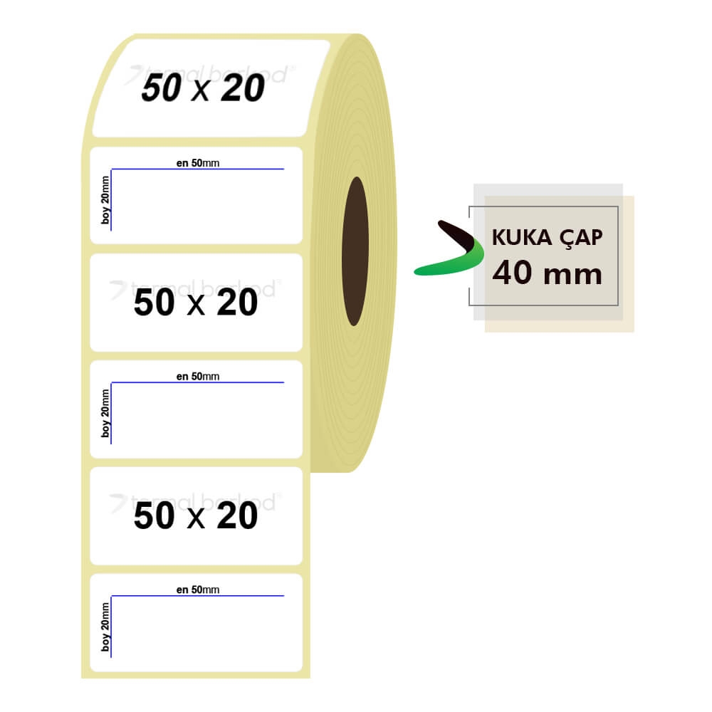 50mm x 20 mm Lamine Termal Etiket