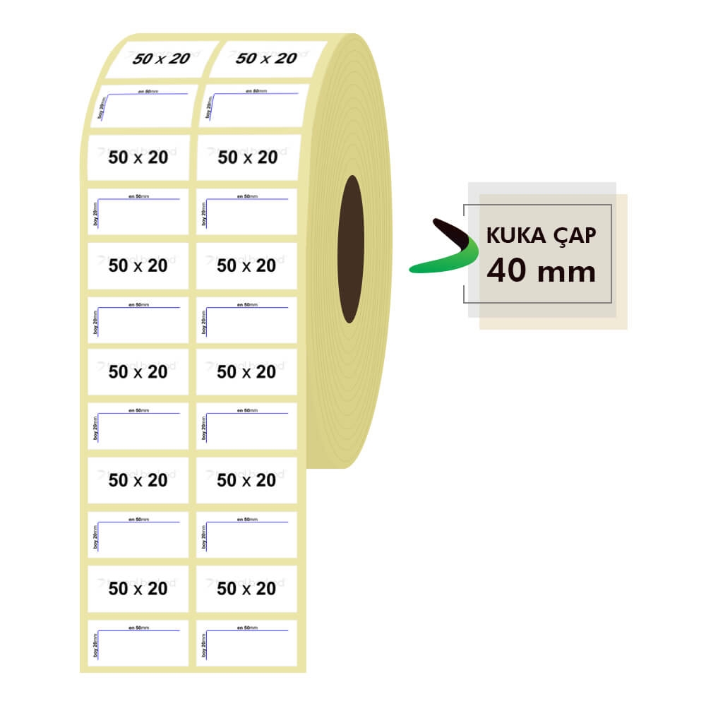 50mm x 20mm 2'li Lamine Termal Etiket