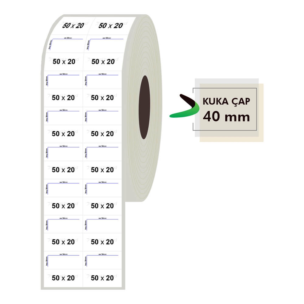 50mm x 20mm 2li Bitişik Fastyre Etiket