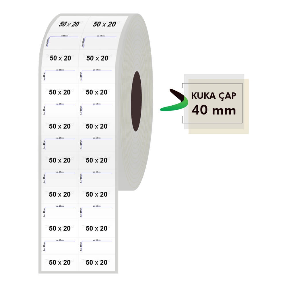 50mm x 20mm 2li Bitişik Silvermat Etiket