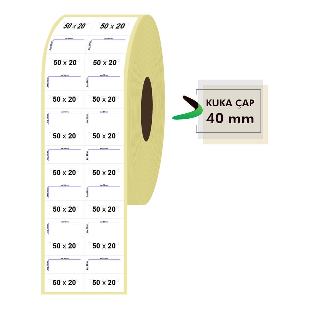 50mm x 20mm 2li Bitişik Vellum Etiket