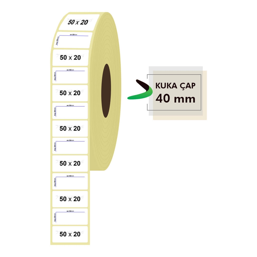 50mm x 20mm Kuşe Etiket