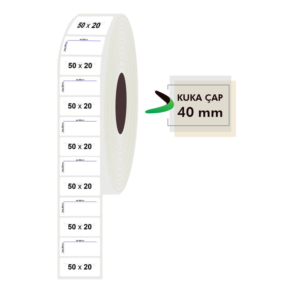 50mm x 20mm PP Opak Etiket